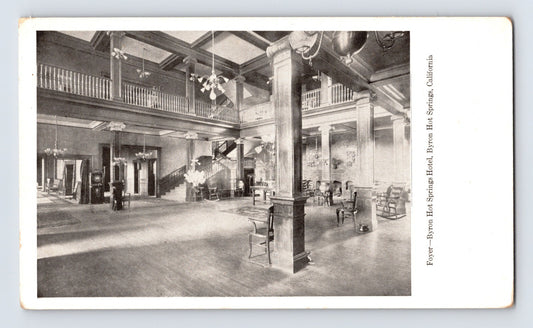 Byron Hot Springs California Resort Hotel Interior Pre-1907 Postcard Posted