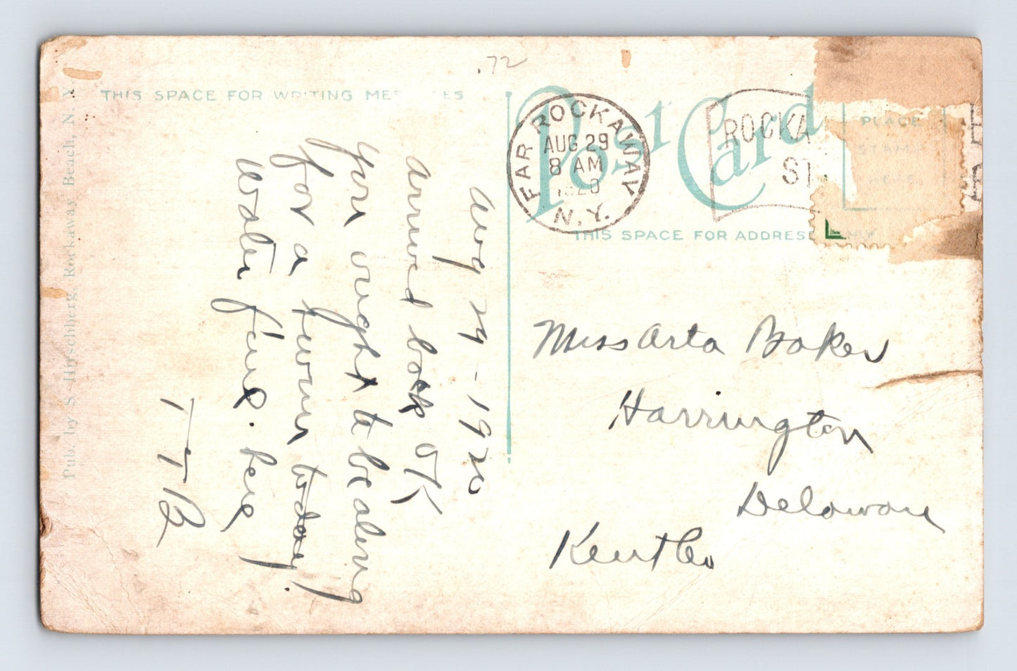 Rockaway Beach Long Island New York Curley’s Atlas Hotel 1920 Postcard