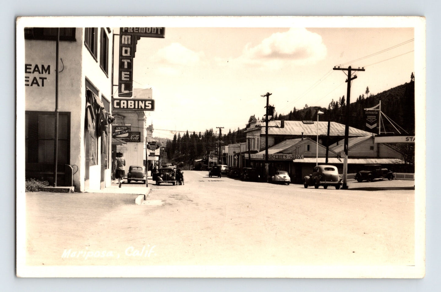 Mariposa California Standard Oil Gas Station Coca Cola 1950 RPPC Postcard
