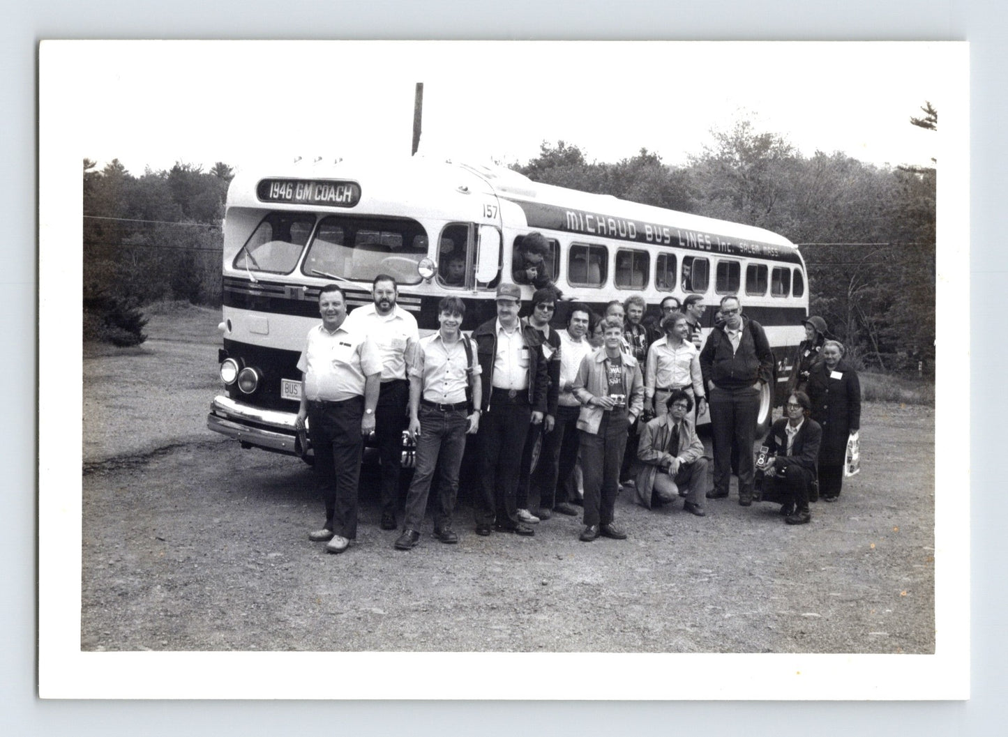 Michaud Bus Lines 1946 GM Coach 157 Salem Massachusetts group photo 1979