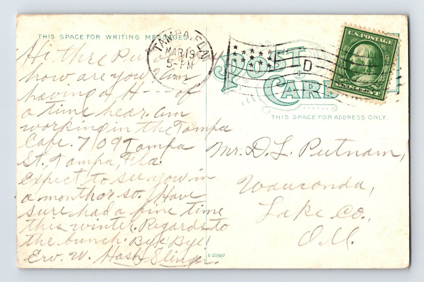 Tampa Florida Tampa Bay Hotel 1912 Postcard Posted Divided Back