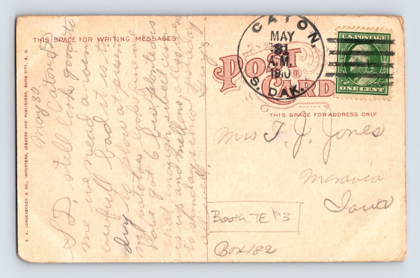 Caton South Dakota Buffalo Team 1910 Postcard Posted Divided