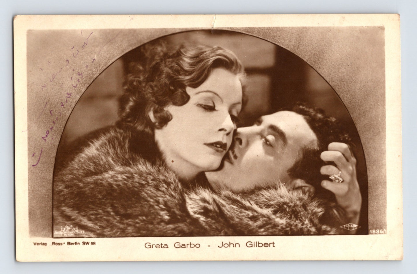 Greta Garbo John Gilbert Photo Postcard RPPC 1930s MGM Ross Verlag Unposted