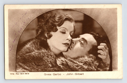 Greta Garbo John Gilbert Photo Postcard RPPC 1930s MGM Ross Verlag Unposted