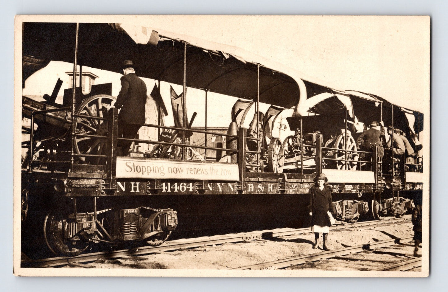 New York Haven Hartford Railroad Train WWI Mortar 1910s Postcard RPPC Unposted