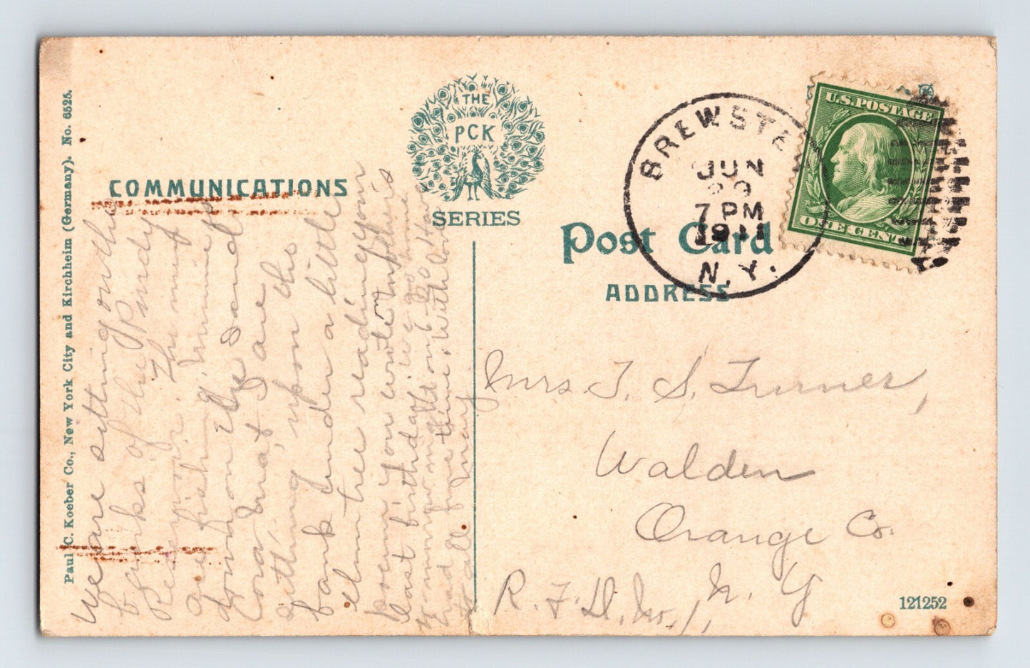 Brewster New York Methodist Episcopal Church 1911 Postcard Posted Divided Back