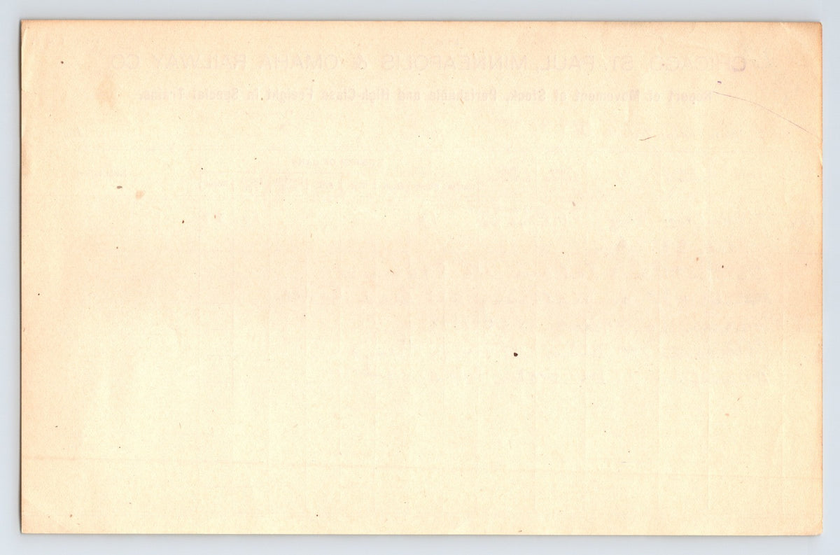 Chicago Illinois 1906 Chicago St Paul Minneapolis Omaha Railway Billhead 8 x 5.5