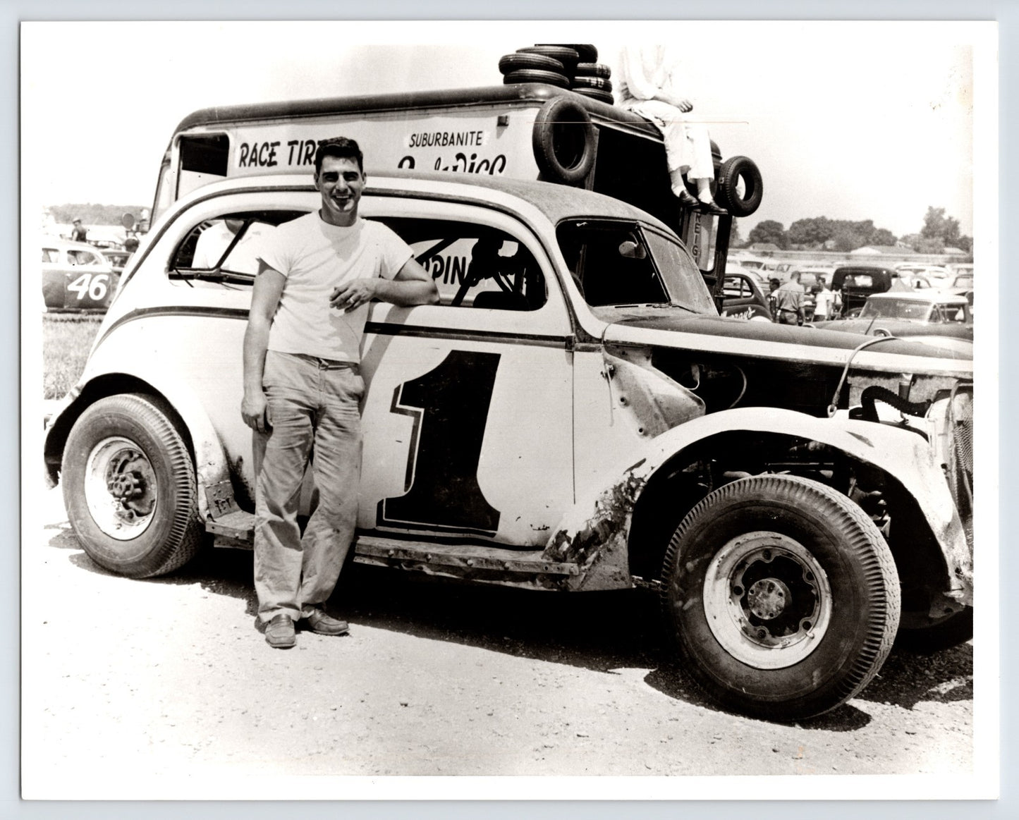 Stock Car Racing Dirt Track Coupe Number 1 Early 1950s Photo - 8 x 10