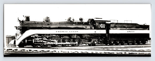 1940s Frisco Lines steam locomotive Mountain type side view black and white railroad photograph