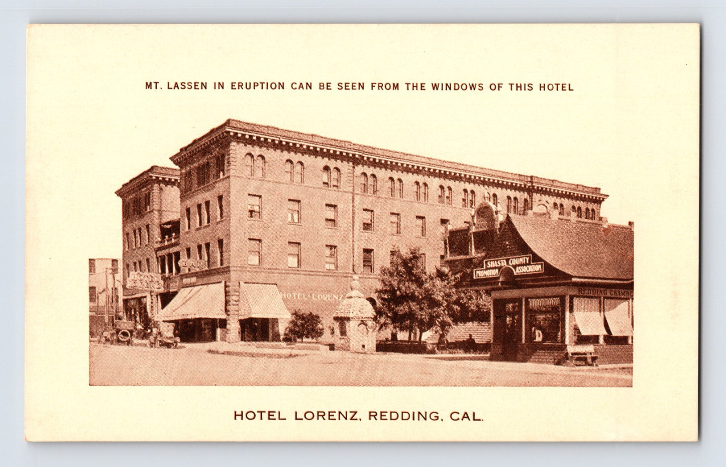 Redding California Hotel Lorenz 1920s Postcard Unposted Divided Back