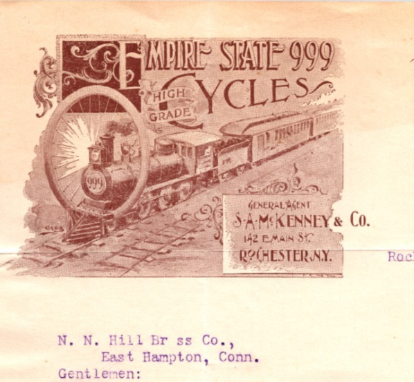 Empire State 999 Cycles McKenney Rochester NY 1896 Bicycle Letterhead 8.5 x 11