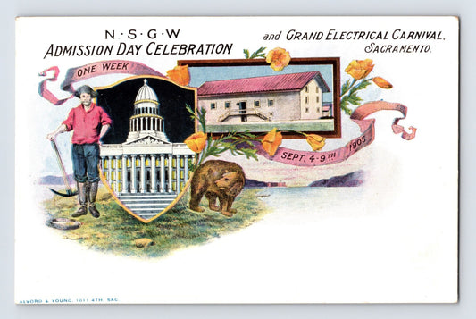 Sacramento California Native Sons of the Golden West Admission Day 1905 Postcard