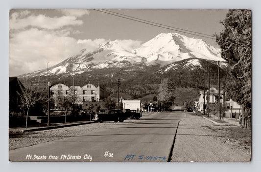 Mount Shasta California Street View Cars 1930s RPPC Postcard Unposted
