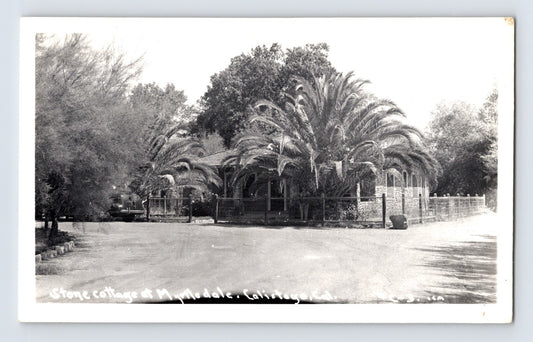 Calistoga California Myrtledale Stone Cottage palm trees entrance photo postcard