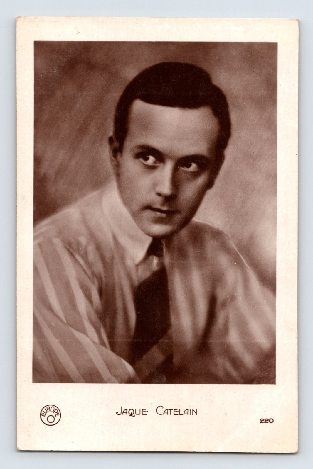 Jaque Catelain silent film actor portrait 1920s RPPC postcard sepia studio headshot French cinema