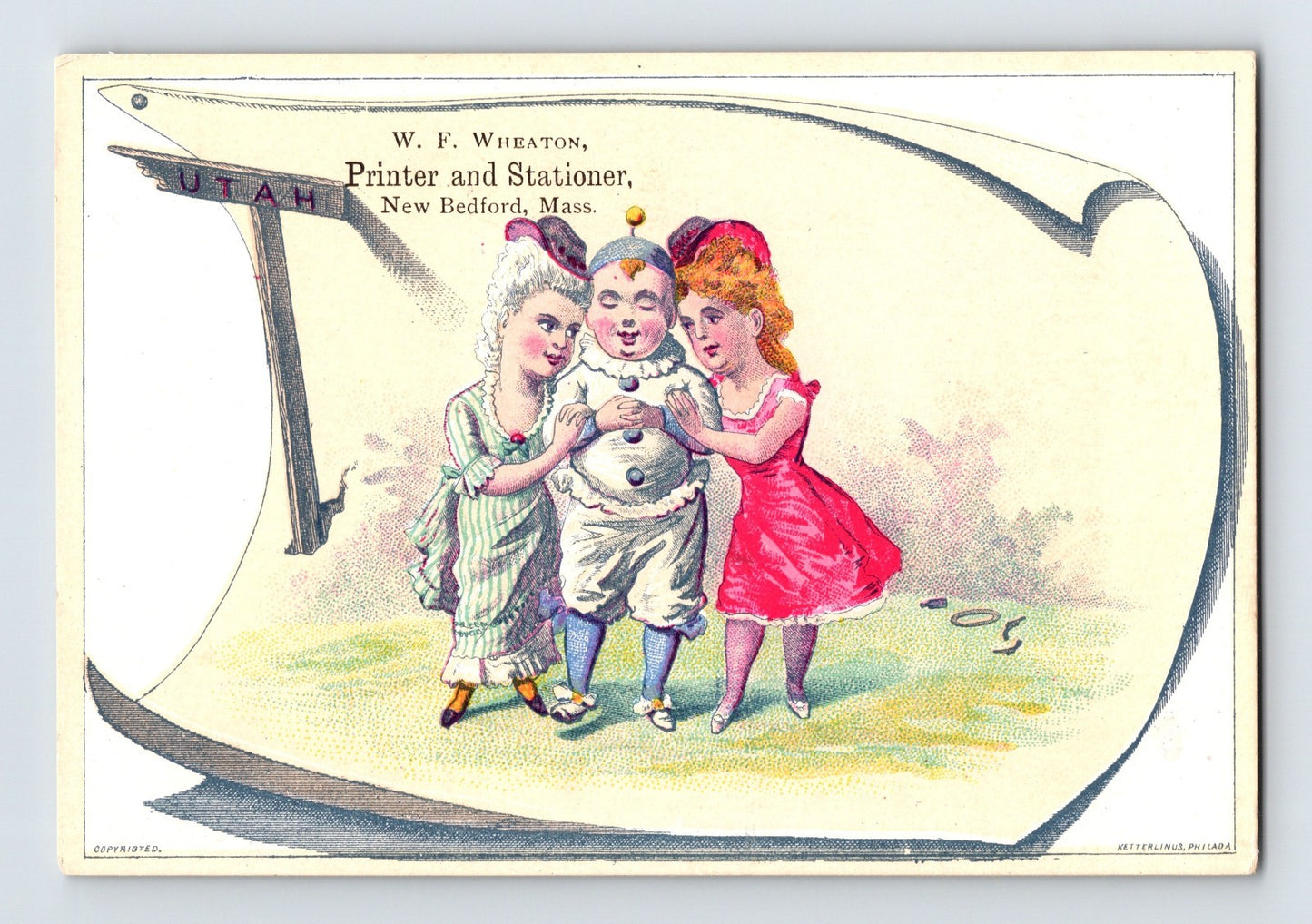 New Bedford Massachusetts W F Wheaton clown Ketterlinus 1890s trade card
