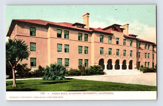 Palo Alto California Stanford University Roble Hall exterior building early postcard