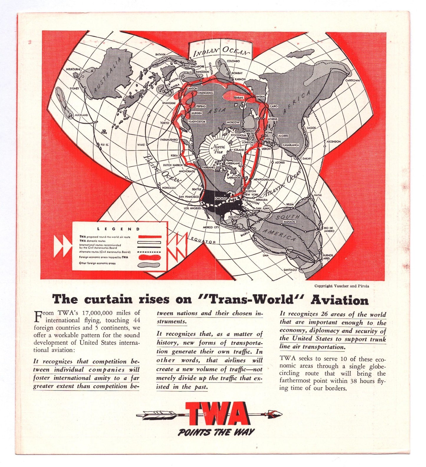 TWA Trans World Airlines 1944 System Time Table Brochure Booklet Vintage