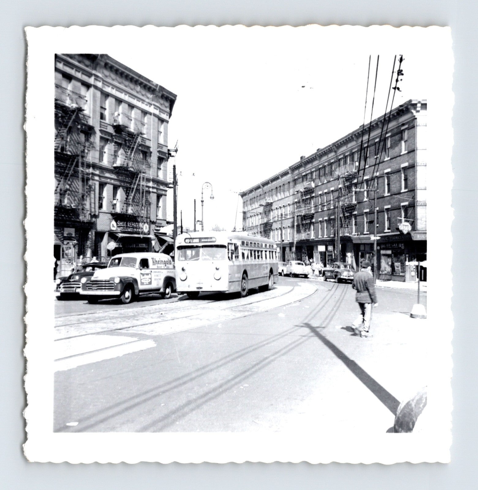 Flushing Avenue Line trolley bus number 3030 turning at St Johns Place and East New York Avenue St Louis Missouri 1960s