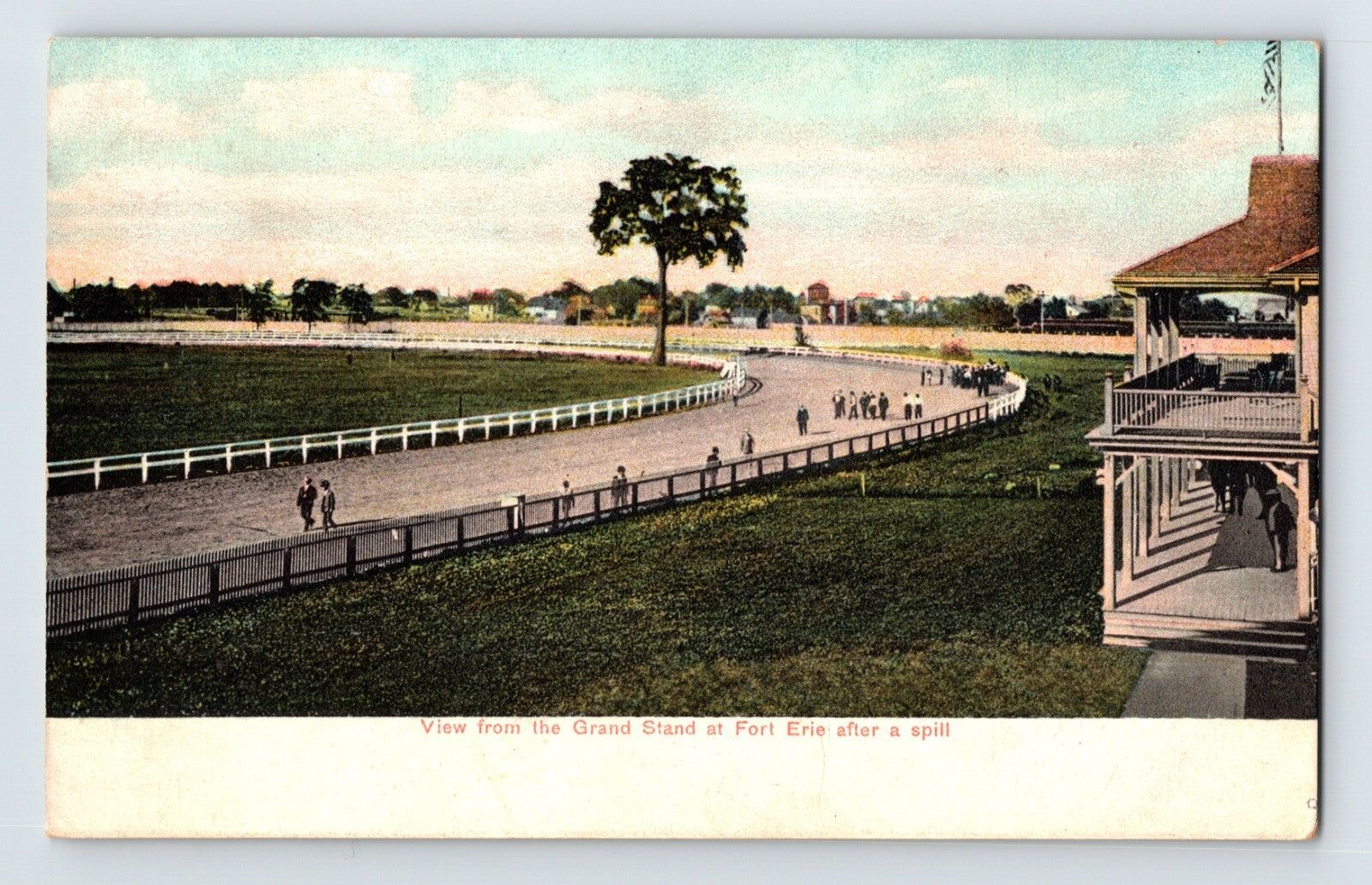 Fort Erie Ontario horse racing track grandstand curve spectators 1910s postcard