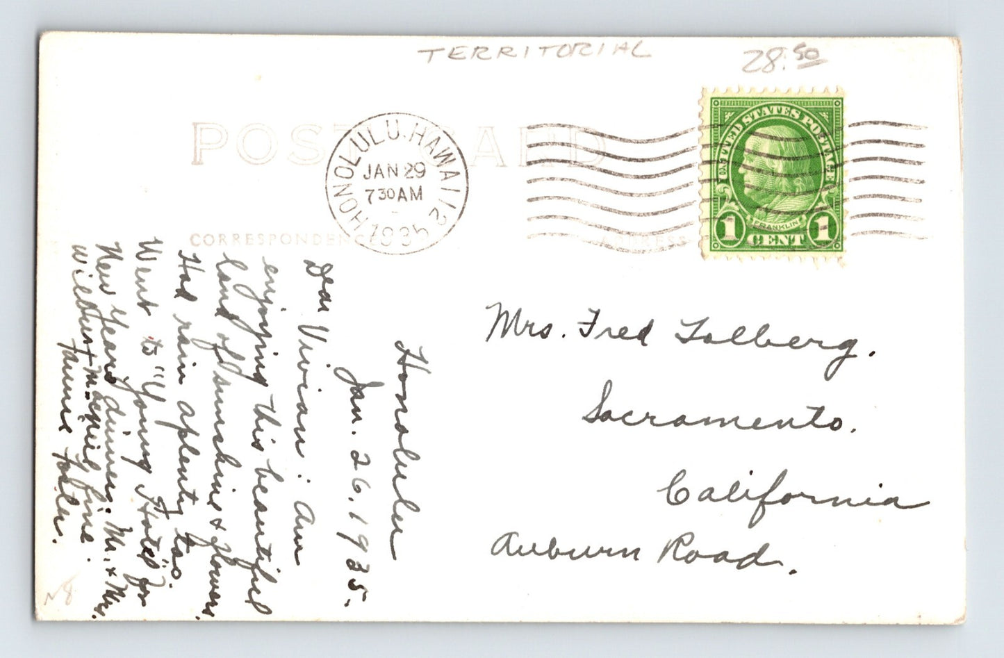 Honolulu Hawaii St Andrews Priory Girls School 1935 RPPC Postcard Posted