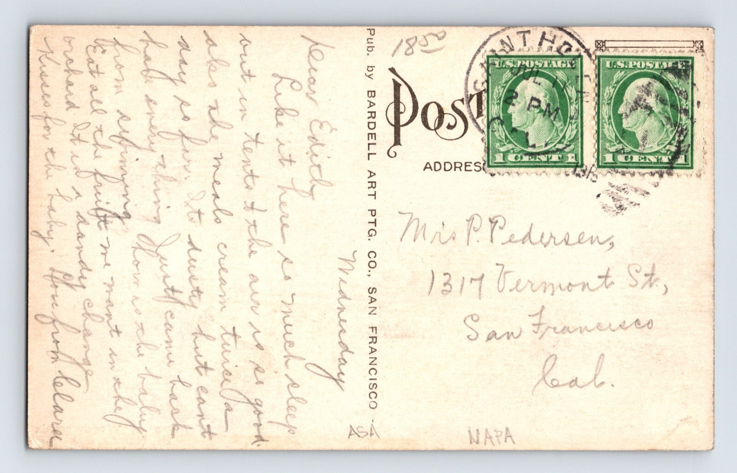St Helena California Woodworths Camp Ground Tents 1915 Postcard Posted