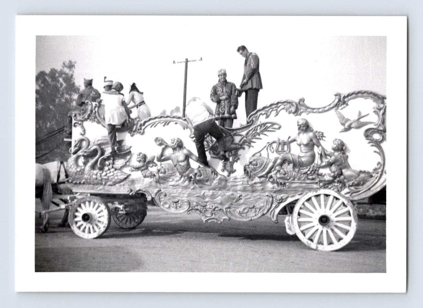 Disneyland Mickey Mouse Club Circus swan band wagon performers 1955 photo Anaheim California