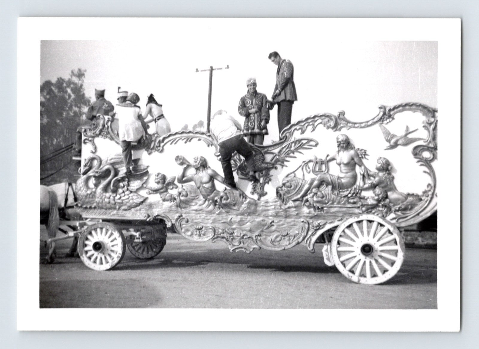 Disneyland Mickey Mouse Club Circus swan band wagon performers 1955 photo Anaheim California