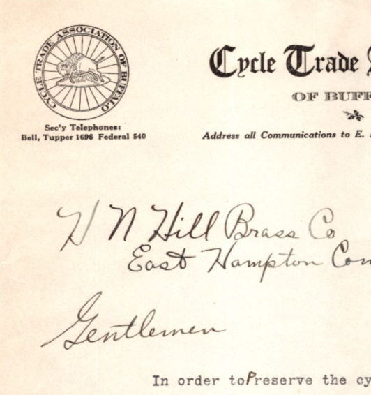 Cycle Trade Association Buffalo NY 1913 Bicycle Road Race Letterhead 8.5 x 11