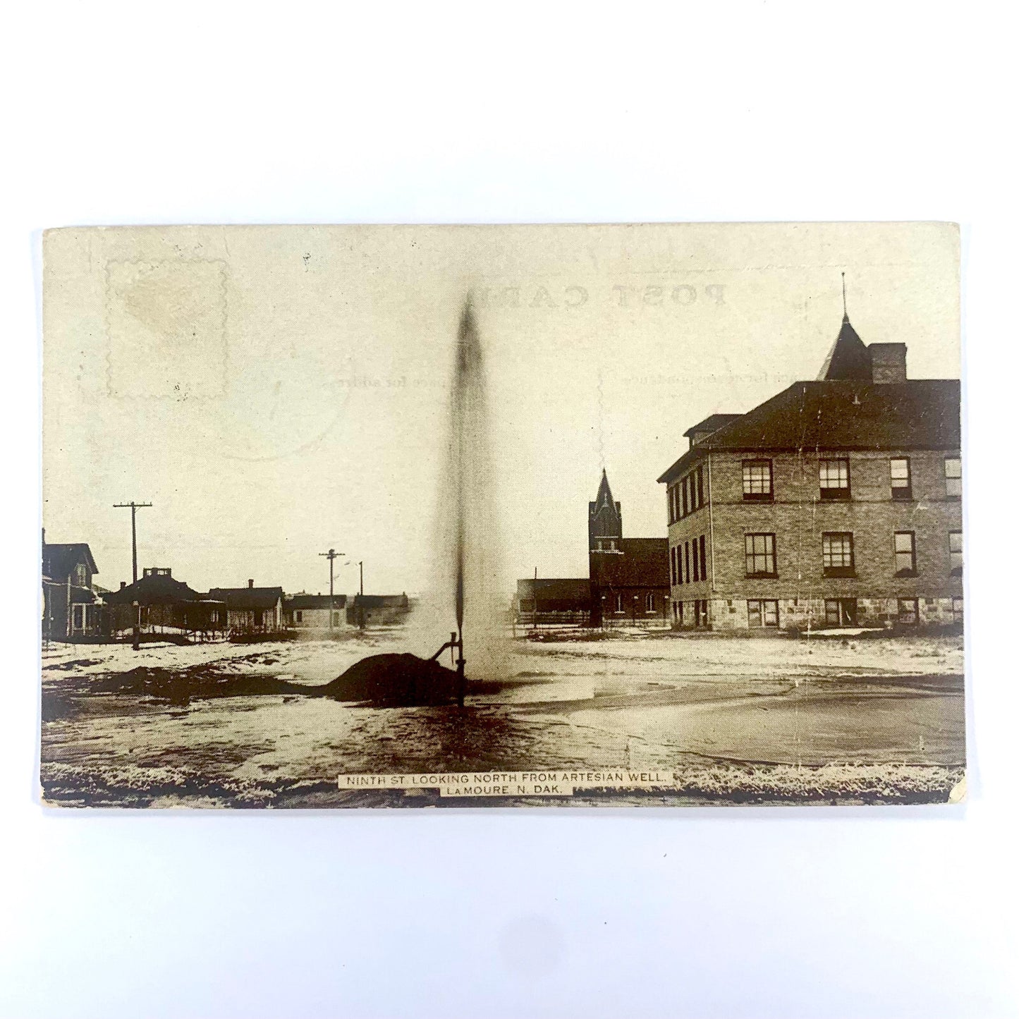 Lamoure North Dakota Ninth Street Artesian Well 1909 Divided Back Postcard