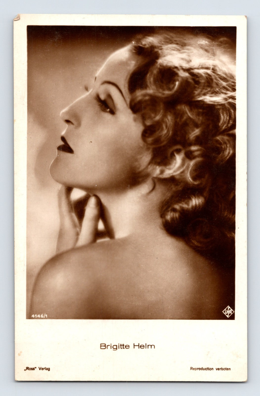 Brigitte Helm portrait 1930s German film actress Ross Verlag UFA glamour photo postcard