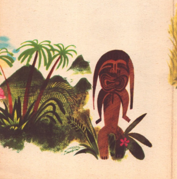 United Airlines 1950s Hawaii Tiki MCM System Time Table Brochure