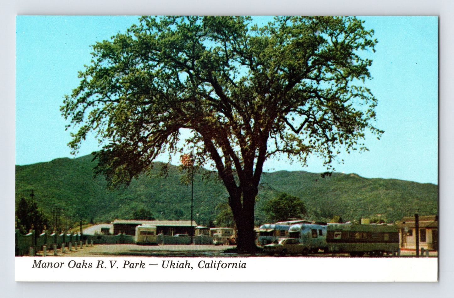 Ukiah California Manor Oaks RV Park 1970s Postcard Chrome Unposted