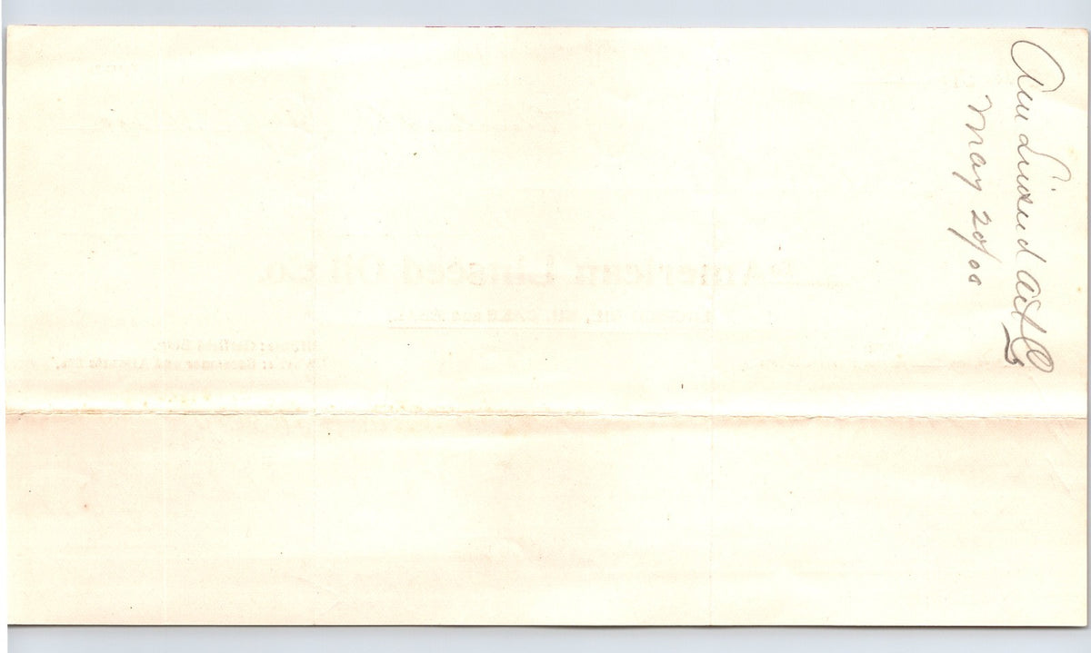 Cleveland Ohio 1900 American Linseed Oil Billhead 8.5 x 4.5
