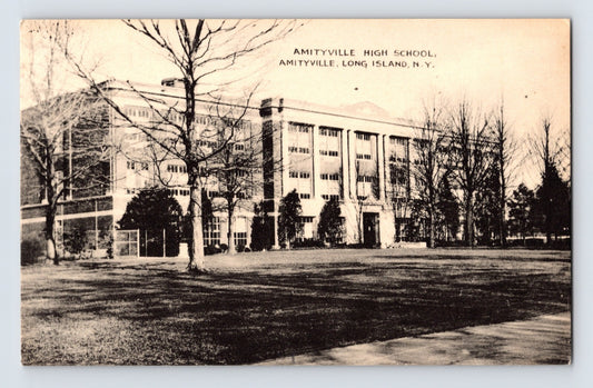 Amityville New York Long Island High School 1940s Postcard Unposted