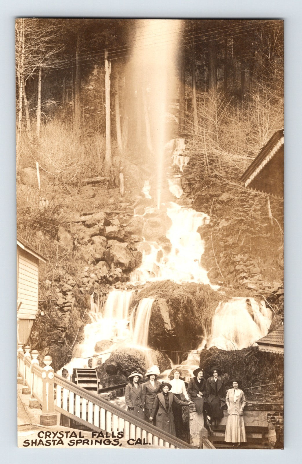 Shasta Springs California Crystal Falls Resort 1910s RPPC Postcard Unposted AZO