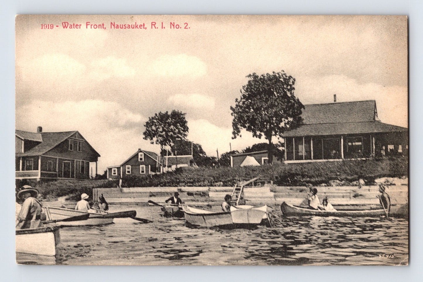 Nausauket Rhode Island Water Front Canoe 1910s Postcard Unposted Divided Back