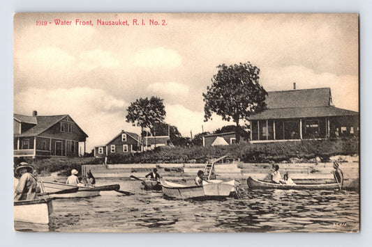 Nausauket Rhode Island Water Front Canoe 1910s Postcard Unposted Divided Back