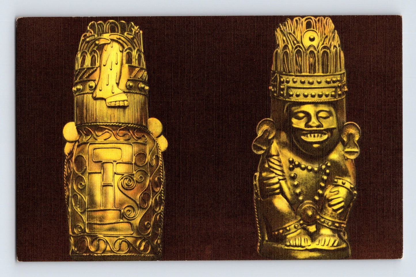 New York City American Indian Museum Tizoc Aztec gold artifact 1940s unposted postcard