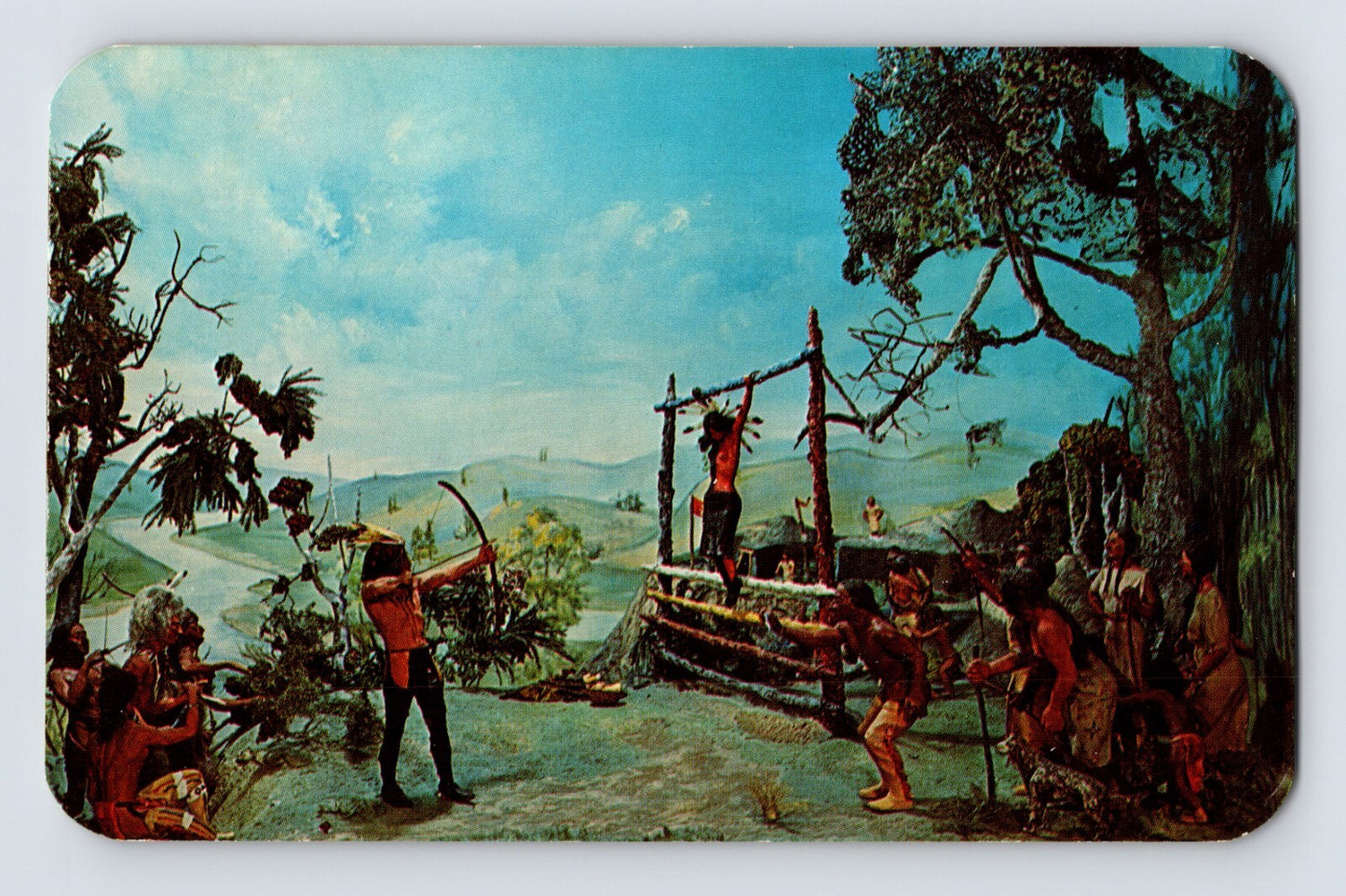 Lincoln Nebraska Pawnee Skidi Sacrificial Ceremony Painting 1960s Postcard