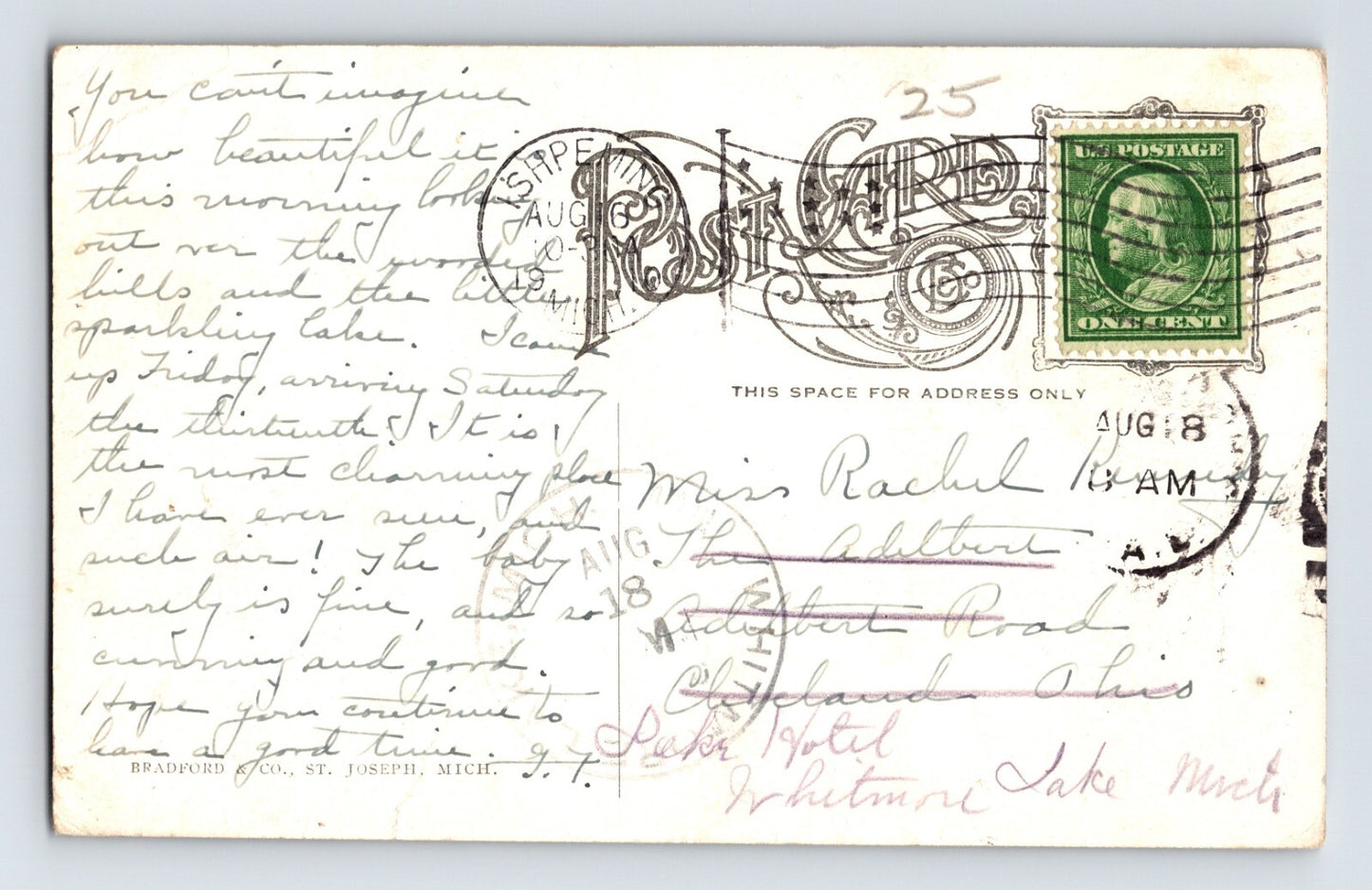 Ishpeming Michigan Ski Jumping 1910 Postcard Posted Divided Back
