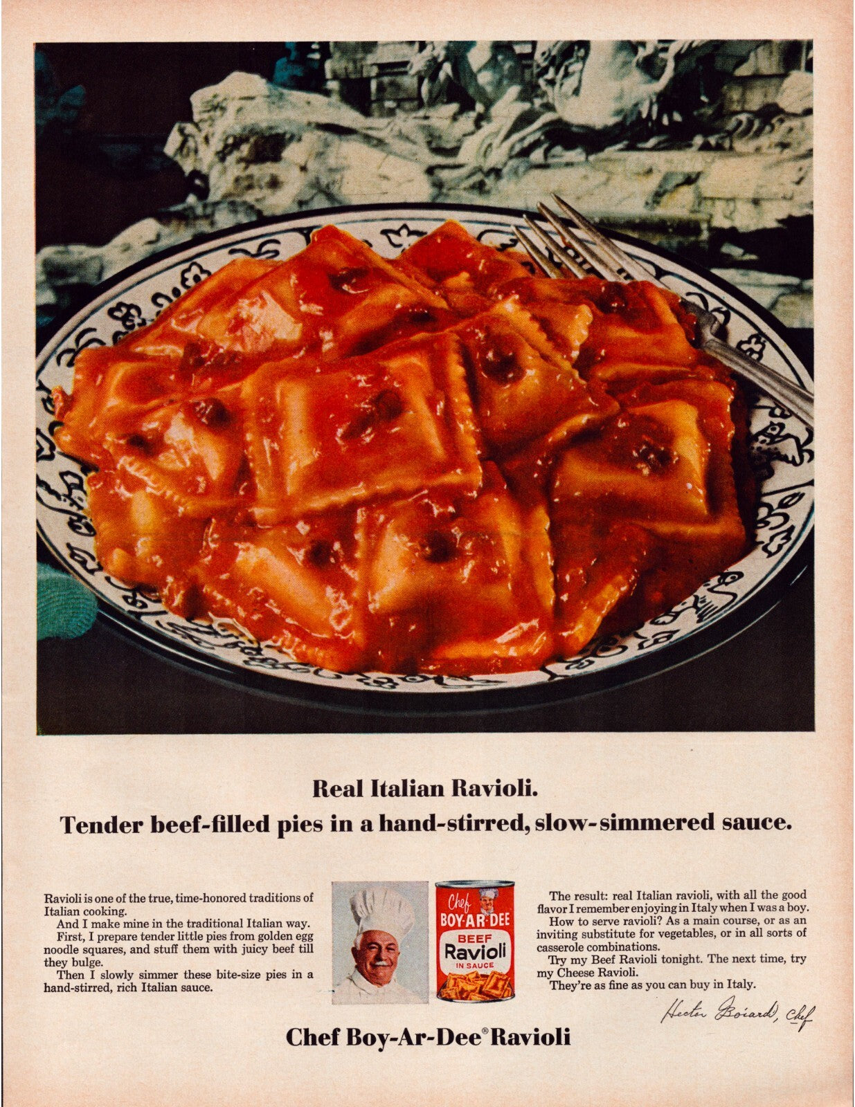 Chef Boy-Ar-Dee Ravioli 1964 Print Ad Full Page 10.5 x 13.5
