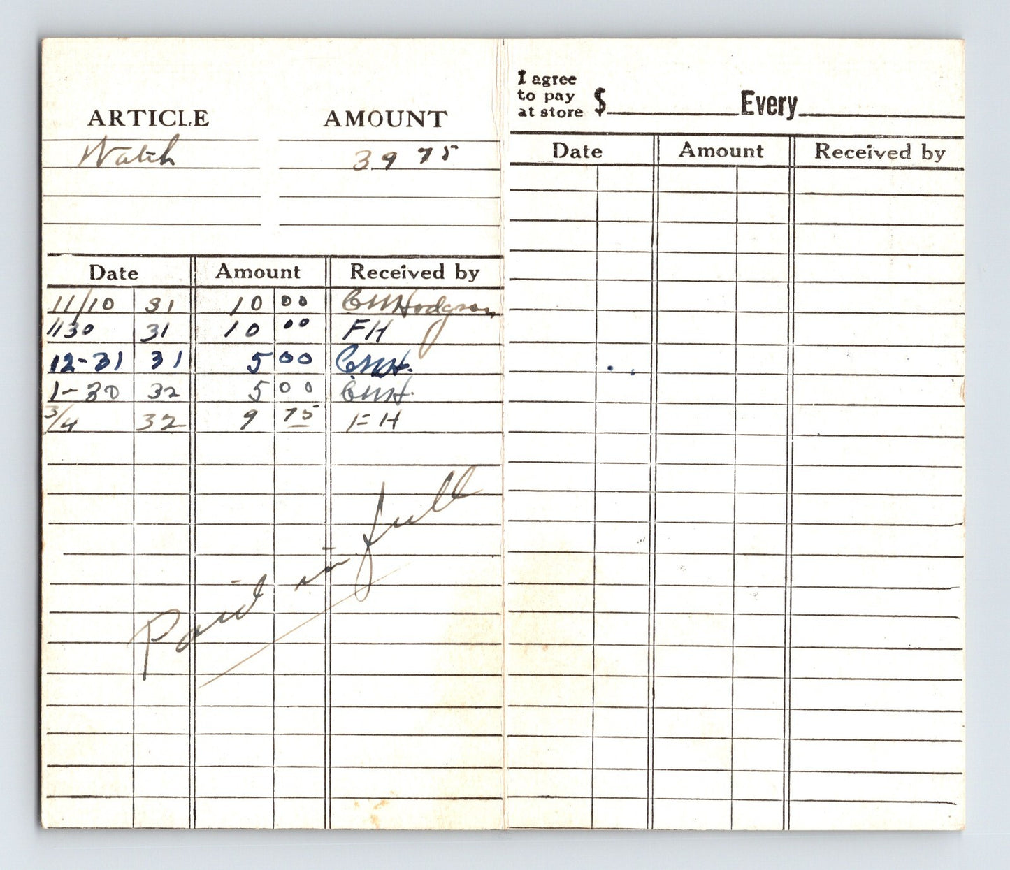Fort Collins Colorado 1930s Hodgson Jewelry Receipt Book Fannie Ziegler