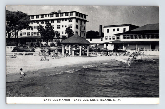 Sayville Manor beach hotel waterfront Sayville Long Island New York 1940s postcard