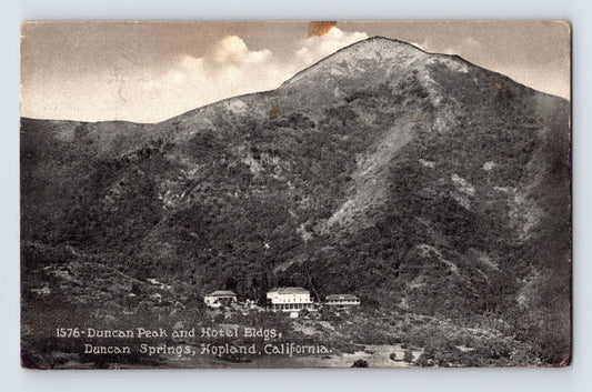 Hopland California Duncan Peak Hotel Springs 1919 postcard resort buildings hillside rural setting
