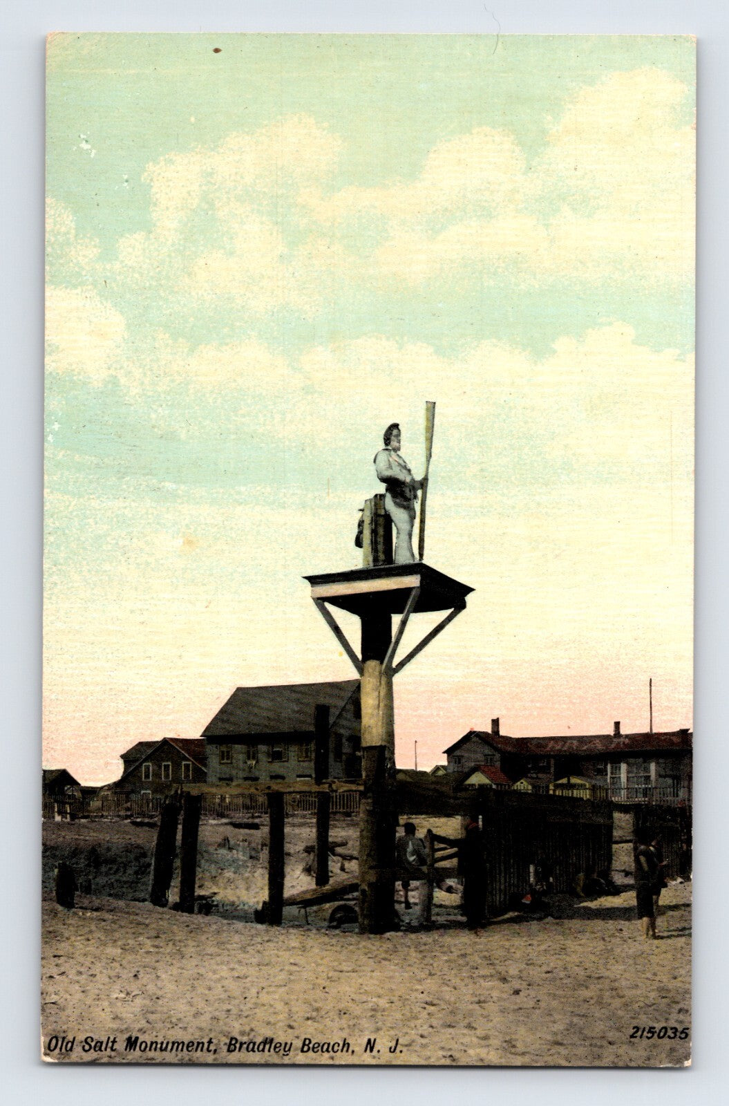 Bradley Beach New Jersey Old Salt Monument seaside platform early 1900s postcard divided back