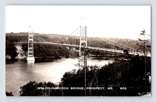 Postcard RPPC Maine Prospect ME Waldo-Hancock Bridge 1950s Unposted Kodak