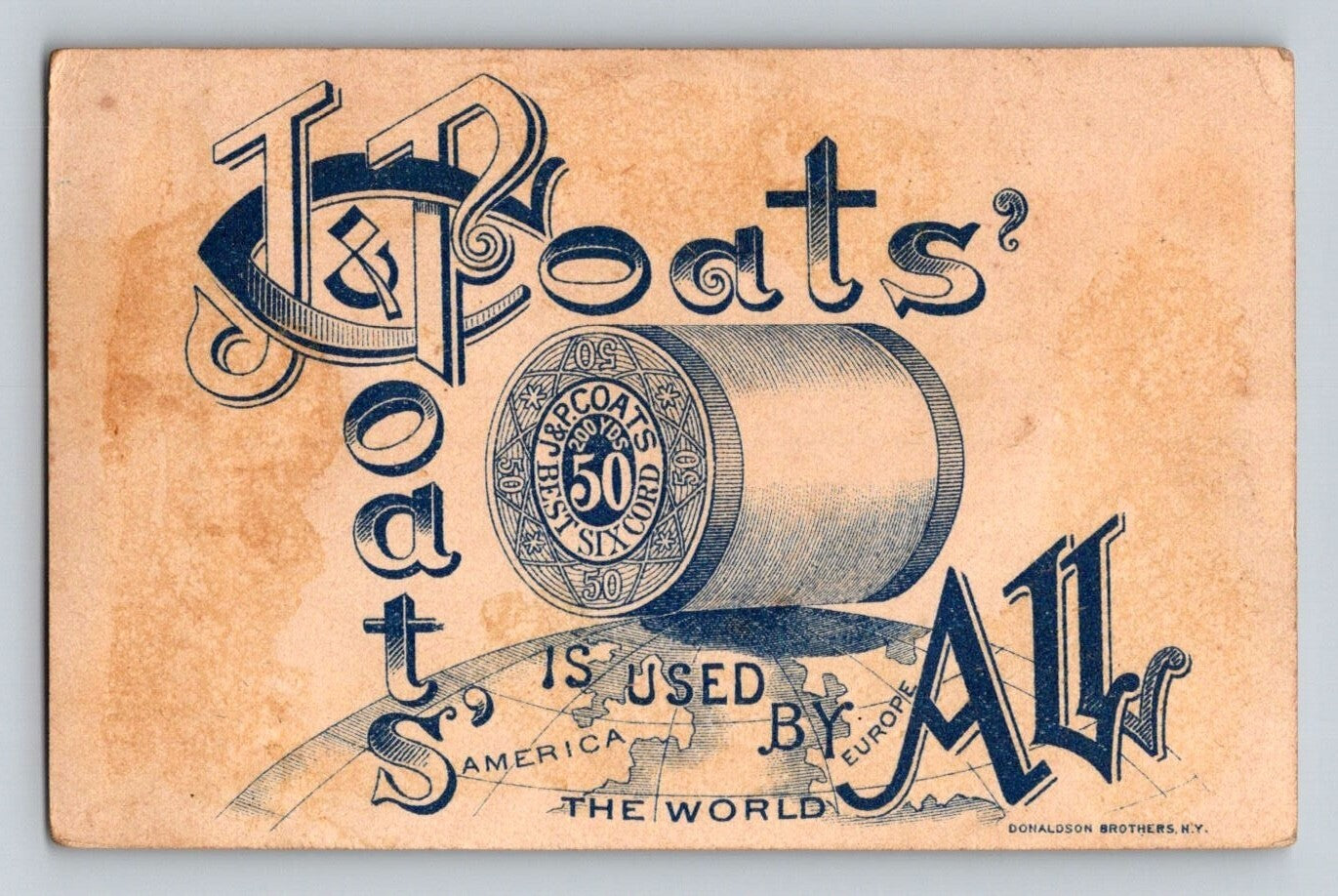 J P Coats Thread Greyhound Penny Farthing 1890s Trade Card 2.5 x 4