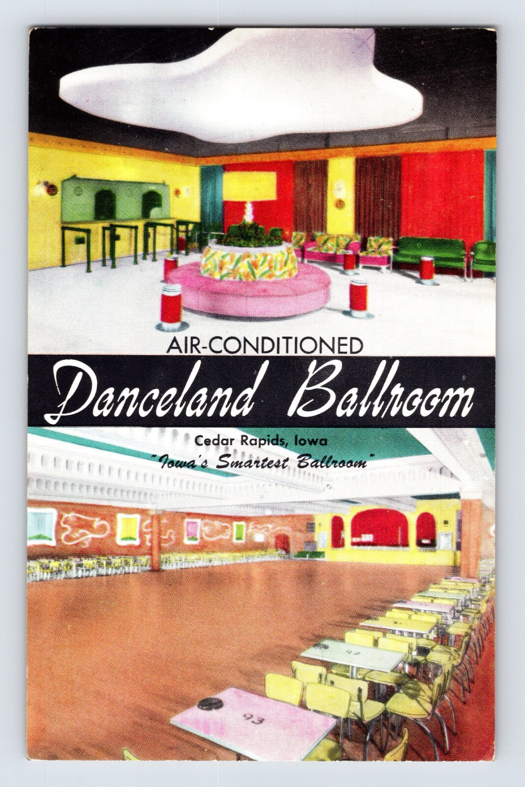 Cedar Rapids Iowa Danceland Ballroom 1950s Postcard Unposted Chrome