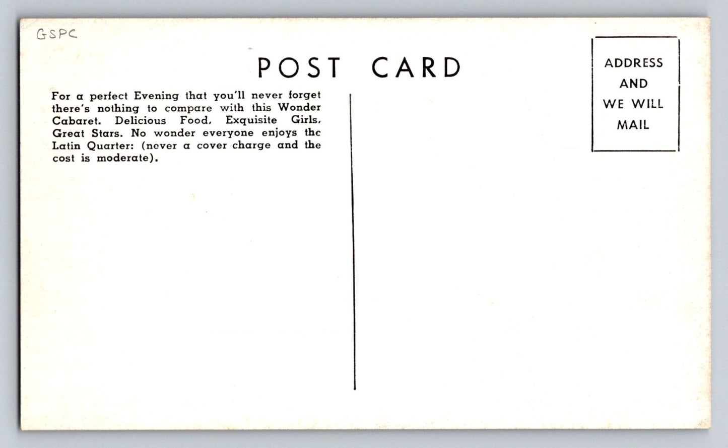New York City Latin Quarter Nightclub Chorus Line 1940s Postcard Unposted